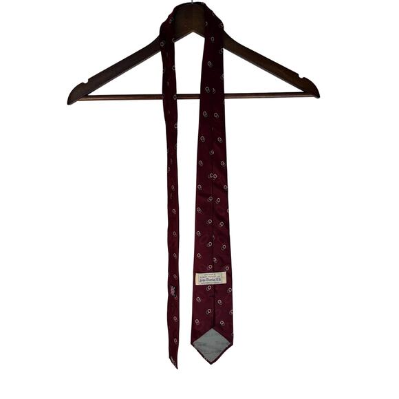 Robert Talbott Men’s Silk Tie Burgundy Handblock Print Sewn Made in USA England - Picture 4 of 8